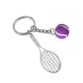 Metal tennis racket and purple tennis ball keychain cute sports souvenir keyring item - Tennis Purple