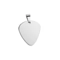 Stainless steel guitar pick pendant detail view, blank metal charm for DIY engraving gifts. - Steel