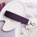 Purple webbing keychain wrist strap with silver clasp, stylish solid color bag pendant accessory. - Purple Ribbon (Silver Buckle)