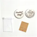 Stainless steel pocket hug token set with greeting card and mesh pouch, inspirational gift. - Heart Decision Coin 02 / Brown