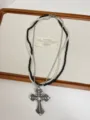 Collier croix en perles multicouches, style punk doux et cool collier clavicule superposé femme. - Collier Croix Noir (Z-3898)