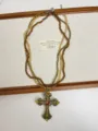 Collier de croix de perles multicouche style vintage collier clavicule superpose bijoux detail - Collier Croix Doré (P-37)