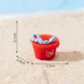 Miniature resin beach bucket with sea animal figures, cute micro landscape desktop ornament for DIY. - Red Bucket / H2.1cmxW2.4cmxDia2.7cm / Red