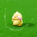 Adorable figurine de canard en résine jaune avec fleur, accessoire de déco jardin miniature. - Canard Bouquet