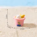 Mini resin beach bucket ornament for DIY micro landscape desktop decoration and coastal crafts - Pink Bucket / H2.4cmxW2.4cmxDia2.5cm / Pink