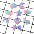 DIY resin charms cabochons gradient glitter star moon heart bow craft supplies for phone case - Pentagram / Gradient