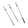 Nail art powder spoon mixing rod DIY jewelry tool set with crystal teardrop handle - Bubble Poking Needle / Pink