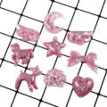 DIY resin charms mix pink glitter star moon deer heart bow detail crafting accessories - Pentagram / Pink