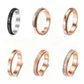 Bagues anti-stress tournantes en acier inoxydable avec motifs facettés, mats et brillants. - Taille 5 / Ensemble de 6 pièces / 4mm Largeur / Noir