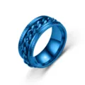 Bague spinner en chaîne métallique bleue, bijoux de couple rotatifs et décapsuleur trendy. - Taille 7 / Base Bleue Chaîne Bleue
