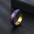 Gros plan sur la bague anti-stress arc-en-ciel en acier inoxydable avec chiffres romains. - Taille 7 / Arc-en-ciel
