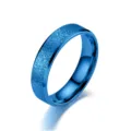 Blauer Edelstahlring mit mattierter Sandtextur und polierten Doppelfasen Detailansicht. - Größe 5 / 6mm Doppel Abgeschrägt Sandgestrahlt / Blau