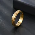 Bague pivotante en acier inoxydable avec chiffres romains, bijou tendance pour couple doré chic. - Taille 7 / Or