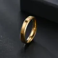 Bague en acier inoxydable 4mm double biseau miroir or bague couple minimaliste - Taille 12 / Or