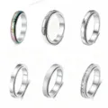 Bague Anti Stress en Acier Inoxydable Anneau Rotatif Decompression Couple Bijoux Multiples - Taille 5 / Ensemble de 6 pièces / 4mm Largeur / Argent