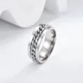 Bague anneau chaîne rotative en acier inoxydable pour homme, détail argenté élégant. - Taille 6 / Argent
