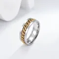 Bague chaîne rotative en acier inoxydable pour homme bijou tendance cool punk minimaliste - Taille 6 / Or