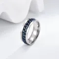 Bague anti-stress homme en acier inoxydable avec chaîne bleue, bijou tendance et cool. - Taille 6 / Bleu