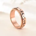 Bague anti stress en acier inoxydable gravee soleil lune etoile bijoux de mode retro tendance - Taille 6 / Or Rose Étoile Lune Soleil