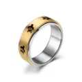 Bague anti-stress en acier inoxydable 8mm avec motif tortue, design bicolore or et argent. - Taille 6 / Or