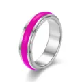 Bague anti-stress en acier inoxydable avec insert rose vif pour un design élégant. - Taille 6 / Violet