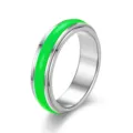 Bague anti-stress en acier inoxydable avec bande verte vibrante pour tous les jours. - Taille 6 / Vert