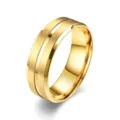 Anillo de acero inoxidable 8mm ancho con ranura mate para hombre joyería diseño detalle - Talla 6 / Dorado