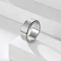 Bague anti-stress en acier inoxydable pour hommes, motif grec géométrique - Taille 6 / Argent