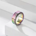 Bague spinner en acier titane arc-en-ciel pour homme, bijou anti-anxiété motif grec. - Arc-en-ciel