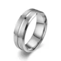 Anillo de Hombre 8mm Acero Inoxidable Cepillado Ranura Central Estilo Minimalista - Talla 6 / Plateado