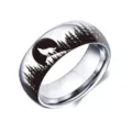Bague loup en acier inoxydable pour hommes et femmes 8mm design forêt hurlante bijou de mode. - Taille 6 / Argent