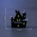 Miniatur schwarzes Halloween Schloss Harz Ornament mit gelben Fenstern fur DIY Dekor 4.2cm - Mini Stil (4.2x4.1cm) / Geisterhaus