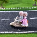 Miniature elderly couple on scooter figurine, cute micro landscape DIY resin decor ornament. - Grey-Pink Elderly Couple Figure Only (Without Motorcycle)
