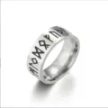Men's stainless steel ring featuring vintage Viking rune engraving, stylish and bold band. - Size 7 / Viking Letter Style
