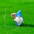 Mini blue gnome figurine micro landscape DIY accessory cute desktop decoration piece - Gnome Holding Sign / Blue Gnome with Sign