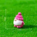 Miniature pink gnome figurine resin micro landscape cute DIY garden ornament decoration size. - Rose Red Gnome with Pom-pom