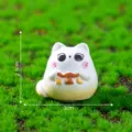 Kleine weiße Katzenfigur für DIY Feengarten Landschaftsbau, niedliche Harz Tier Dekoration. - Waage Katze Figur (9#)