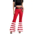 Christmas printed high waist bell bottom pants for women red white striped flare trousers - S / Bottoms / Red and White Striped Belt Style (XG086-1094)