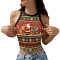 Christmas crop top for women 3D printed sleeveless tank top festive holiday party wear - Tops / Style 2 (GA123-1205) / S