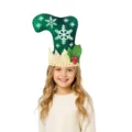 Kerstfeest Elf Hoed Sneeuwvlok Vakantie Kostuum Accessoire voor Volwassenen Kinderen Weergave - Maat 2X Groot / TD-1212 (Kind) / Groen
