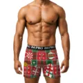 Christmas men boxer briefs festive plaid print underwear comfortable holiday gift briefs - S / Bottoms / Red & Green Plaid Novelty Style (CN037-1006)