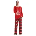 Christmas couple pajama set, women long sleeve red top and festive print pants for winter. - S / Tops / Women's Red Printed (B239-1034)
