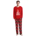 Christmas couple loungewear pajama set long sleeve red top and festive patterned pants - S / Tops / Men's Red Printed (B240-1034)