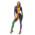 Mardi Gras Carnival Jester Costume Women Full Body Long Sleeve Jumpsuit Party Outfit Main - S / Jester Patchwork Style (B142-609)