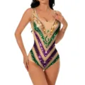 Carnaval thème violet vert or sequins imprimé sans manches col U sexy maillot de bain principal - S / Robes / Imprimé Notes Noir (Style 1016)