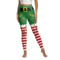 Femmes Noël taille haute leggings 3D impression numérique fête yoga fitness pantalons - S / Bas / Style Flocon de Neige Sapin de Noël Rouge Pailleté (XG013-1131)