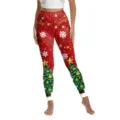 Leggings taille haute a impression numerique de noel pantalon yoga festif hiver pour femme - S / Bas / Style Sapin de Noël Flocon de Neige Rouge Vert (XG013-1130)