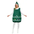 Weihnachtsbaum Kostüm für Erwachsene, lustiger Feiertags Party Jumpsuit mit Kapuze und Deko. - Einheitsgröße / Set / Erwachsenenstil (PD-1203)