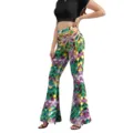 Women's high waist 3D digital print flared pants slim fit casual festival trousers. - S / Bottoms / Colorful Scale & Jewelry Pattern (XG086-1085)