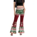 Women christmas printed flare pants high waist casual festival long trousers party wear - S / Bottoms / Christmas Tree Nutcracker Geometric Style (XG086-1097)